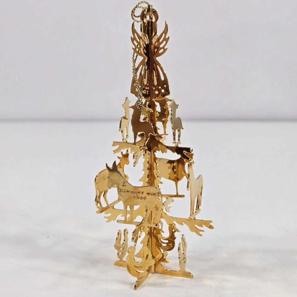 Danbury Mint Tree Angel Annual Gold Plated 3D Christmas Ornament VTG 1986 Manger